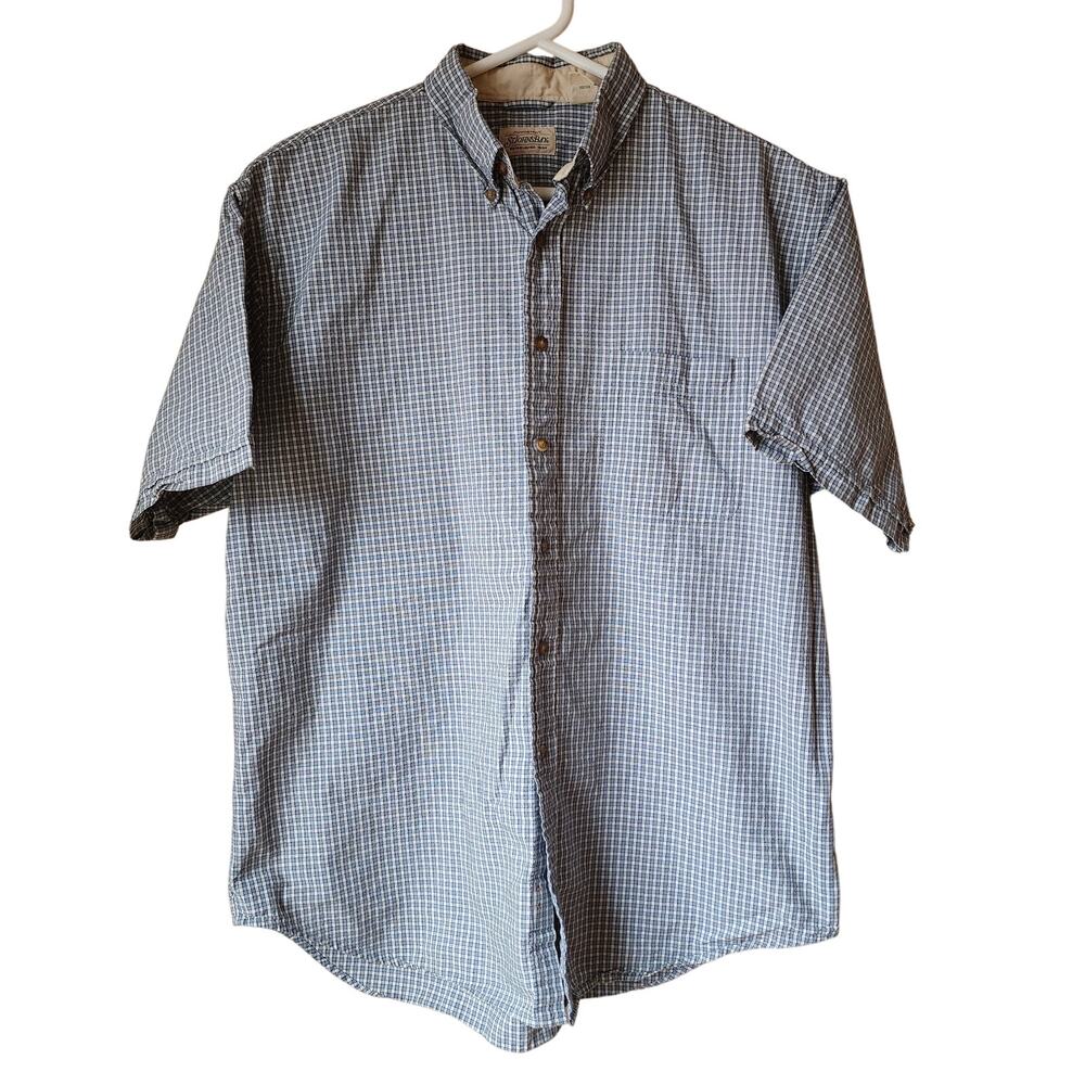 Vintage St. John's Bay Shirt Mens Size Large Short Sleeve Button Down Checkered